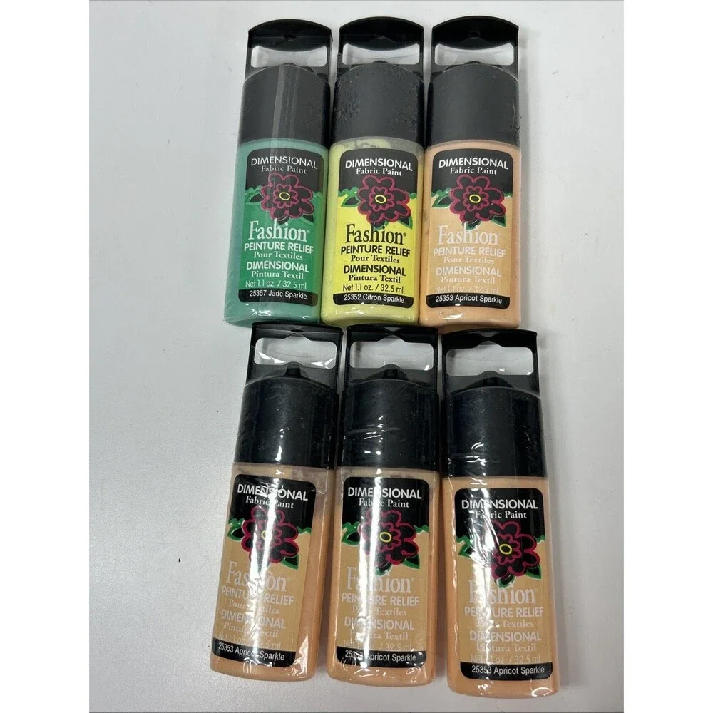 Lot 21 Plaid Dimensional Fabric Fashion Paint 1.1 oz Crafting Glitter Metallic